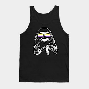 Pride Sloth Nonbinary Flag Sunglasses Tank Top